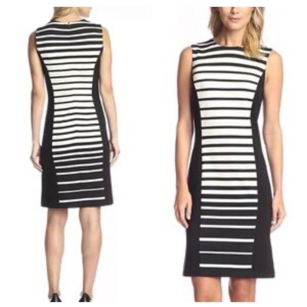 J McLaughlin Dress Sheath Medium‎ Shift Black Sleeveless Quiet Luxury Old Money